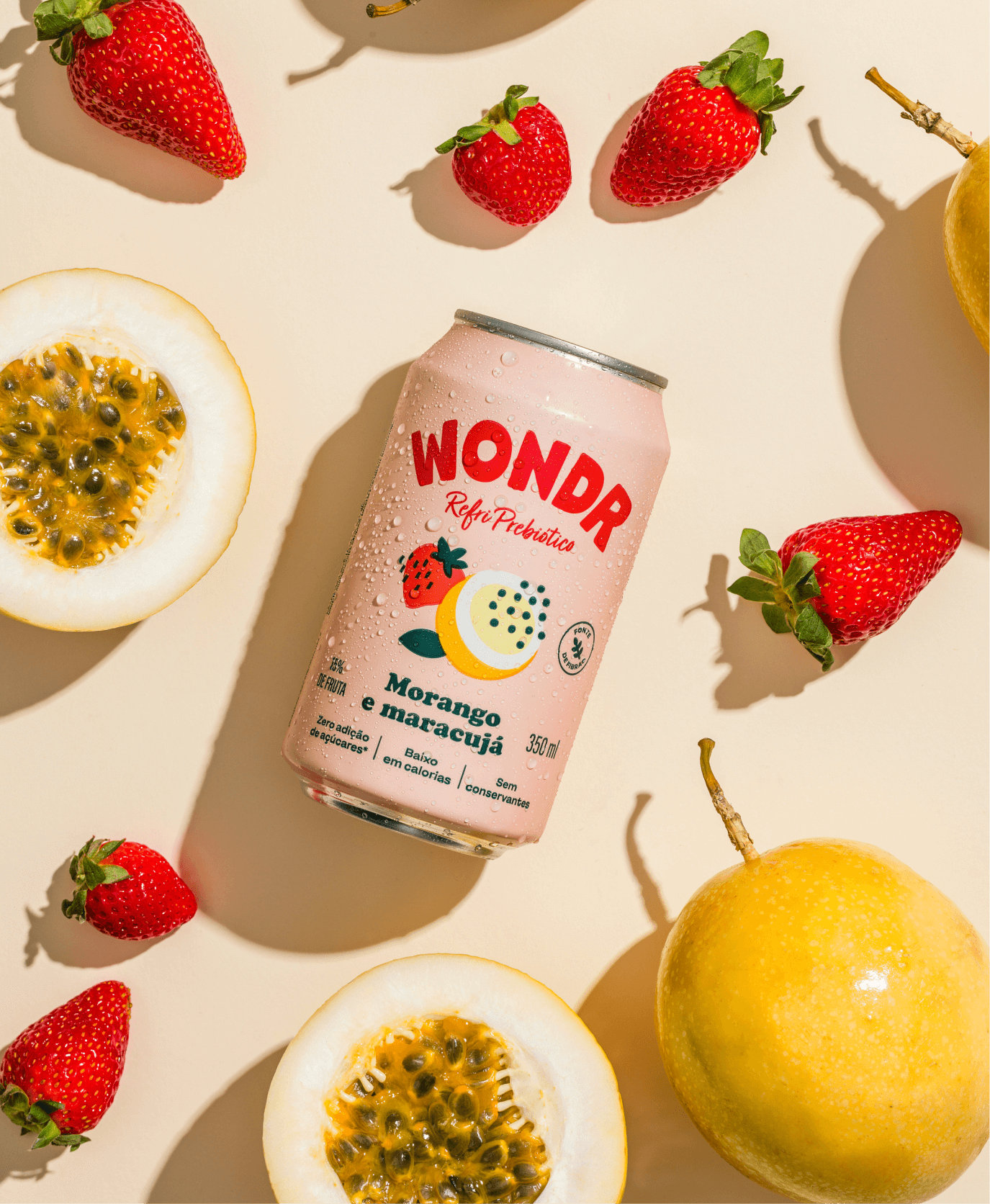 REFRIGERANTE WONDR MORANGO E MARACUJÁ 350ML